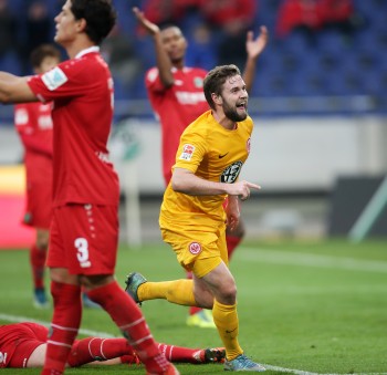 Im Hinspiel: Jubel nach nach 2:1 durch Marc Stendera