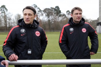 Niko und Robert Kovac vor einer der ersten Trainingseinheiten in Frankfurt.