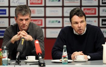 Heribert Bruchhagen und Ex-Trainer Friedhelm Funkel arbeiteten von 2044 bis 2009 zusammen bei der Eintracht.