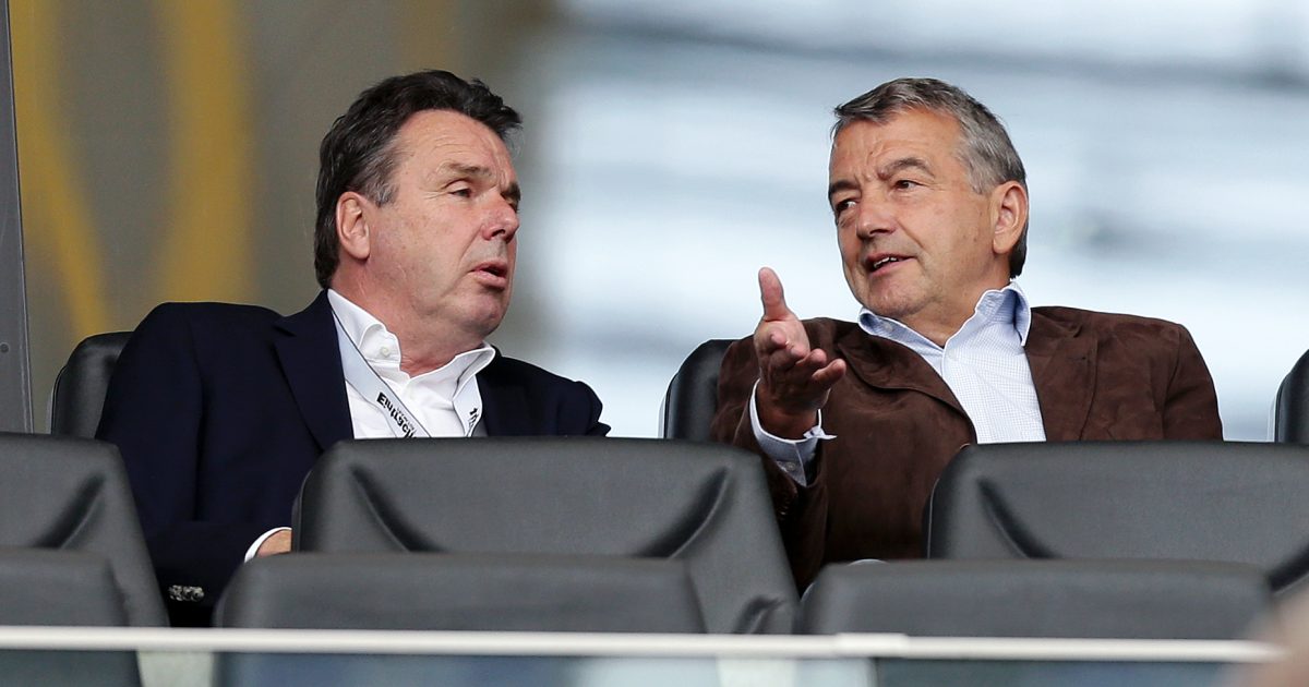 Heribert Bruchhagen (links) hält auch in schweren Zeiten zu seinem Freund Wolfgang Niersbach.