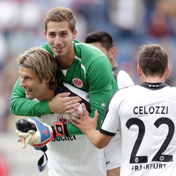 Martin Lanig (l.) und Kevin Trapp bejubelten 2012 in Hoffenheim einen sensationellen 4:0-Sieg.