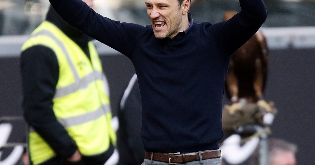 Eintracht-Trainer Niko Kovac jubelt beim Schlusspfiff