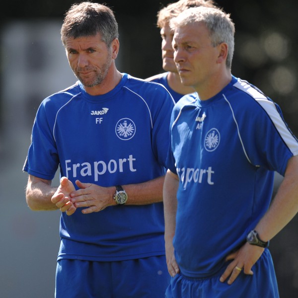 Armin Reutershahn (re.) war ein enger Vertrauter von Friedhelm Funkel (li.). Nun streift er sich wieder den Adler über die Brust.