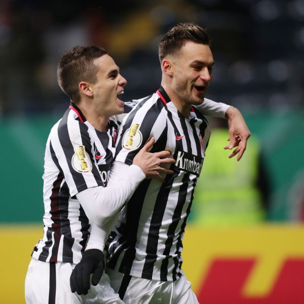 Bejubelten den frühen Führungstreffer für die Eintracht: Gacinovic (li.) und Blum (re.)