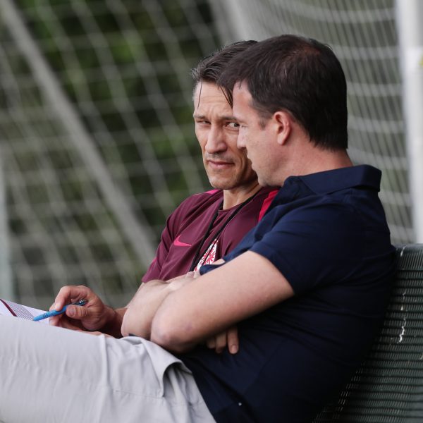  Haben die Eintracht mit ihrem Team auf eine neue Stufe gehoben - Trainer Kovac und Sportdirektor Bobic
