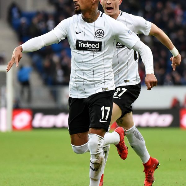  Marius Wolf freut sich über den Treffer von Prince Boateng zum zwischenzeitlichen 1:0 gegen Hoffenheim. (Foto: imago/Hartenfelser)