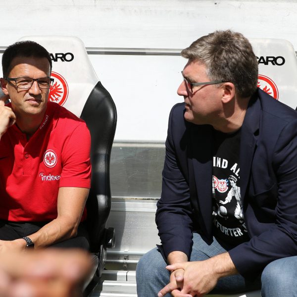  Haben ihre Verträge bei der SGE verlängert: Fredi Bobic (li.) und Axel Hellmann. (Bild: imago/Hartenfelser)