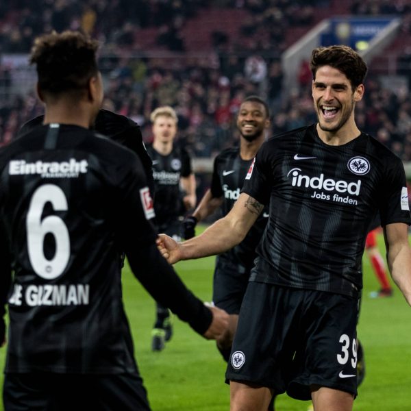  Goncalo Paciencia markierte das 1:0-Führungstor die SGE. Foto: Imago/Beautiful Sports