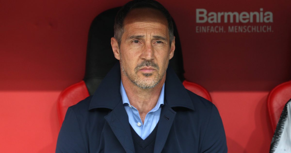  Auch er stand nach der 1:6-Niederlage in Leverkusen in der Kritik: Frankfurts Trainer Adi Hütter. (Foto: imago Images/RHR-Foto)