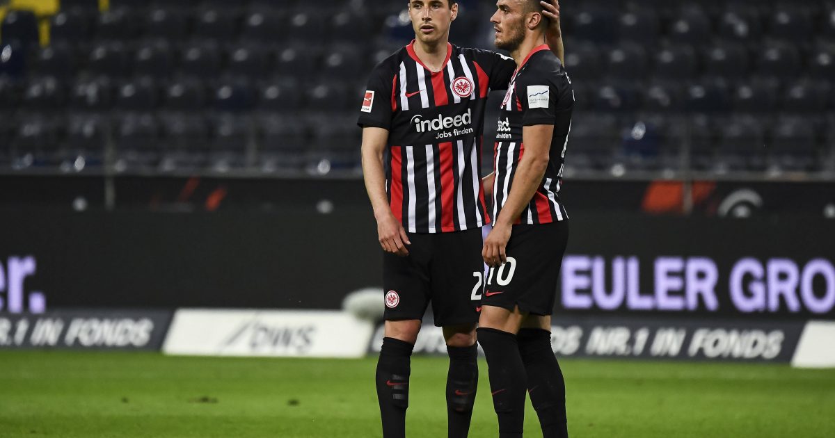  Enttäuschung bei Dominik Kohr und Filip Kostic trotz Aufholjagd und spätem Ausgleich. Die Eintracht hätte das Spiel gewinnen müssen. (Bild: imago images / Poolfoto)