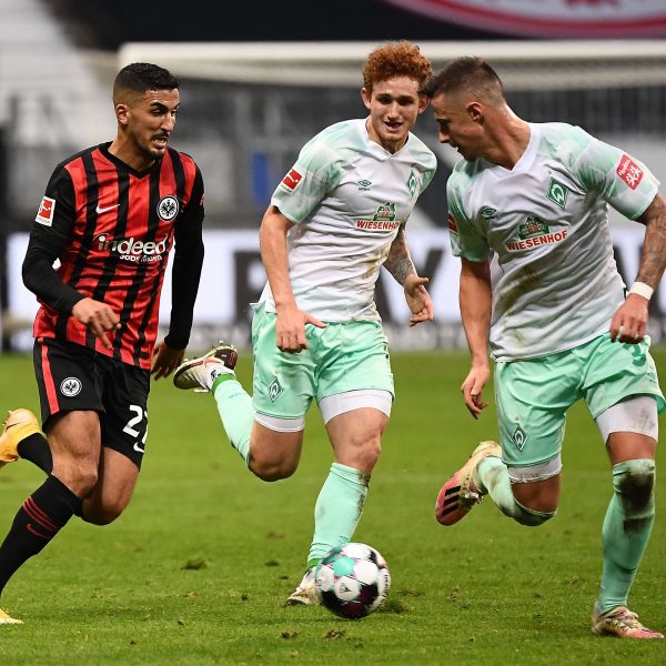  Die Bremer Hintermannschaften hatte Schwierigkeiten Wirbelwind Barkok einzuzäumen (Bild: imago images / Jan Huebner)