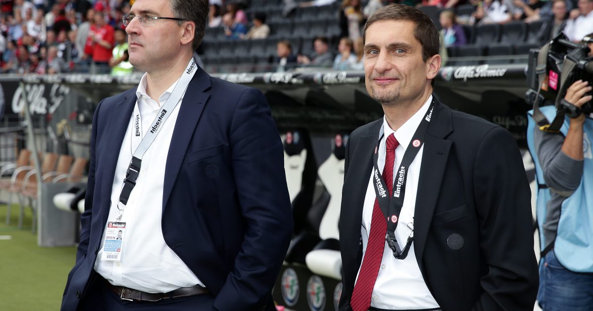  Axel Hellmann (re.) und Oliver Frankenbach ließen die Saison der SGE Revue passieren. (Bild: Heiko Rhode)