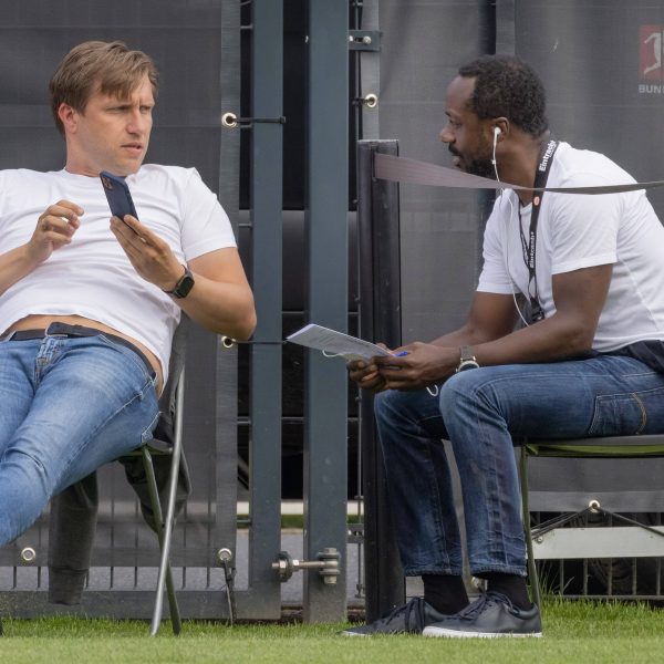  Markus Krösche und Ben Manga basteln am Eintracht-Kader. (Foto: IMAGO / Kessler-Sportfotografie)