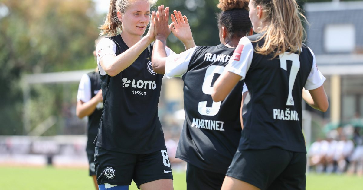  Die SGE-Frauen hatten bereits zweimal Grund zum Jubeln. (Bild: IMAGO / Eibner)