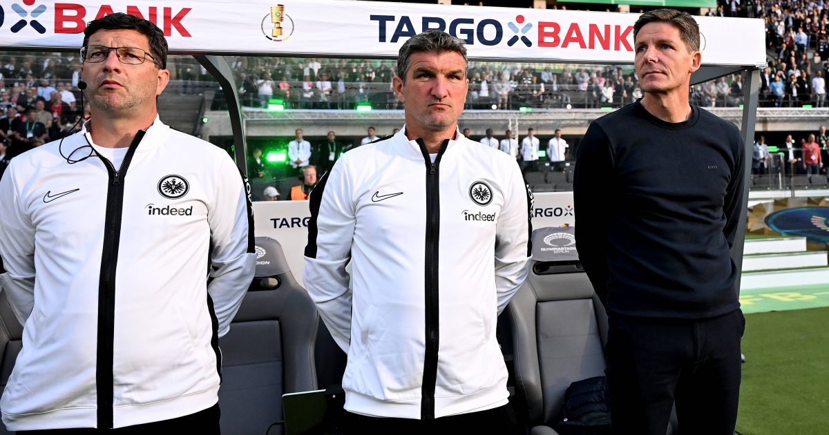 Ronald Brunmayr, Michael Angerschmid und Oliver Glasner (v. li.) bildeten seit 2021 das Trainerteam der SGE. (Bild: IMAGO / Jan Huebner)
