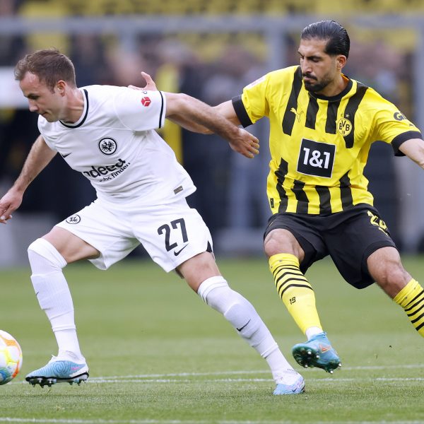  Ein Einsatz von Emre Can (re.) scheint gegen die SGE gefährdet. (Foto: IMAGO / Laci Perenyi)