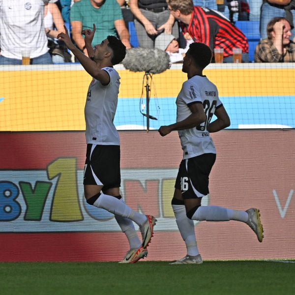  Omar Marmoush und Ansgar Knauff treffen in Hoffenheim. (Foto: imago/Jan Huebner)
