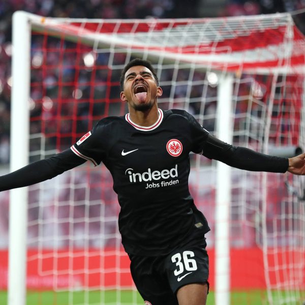  Ansgar Knauff jubelt über das bisher einzige Tor in Leipzig. (Foto: Imago/Beautiful Sports)